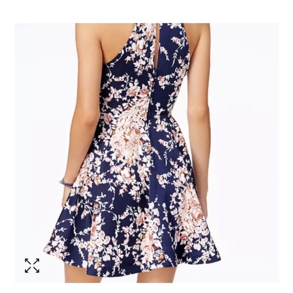 B.Darlin Floral Halter Dress - Navy and Pink Size 5/6 - Picture 2 of 3